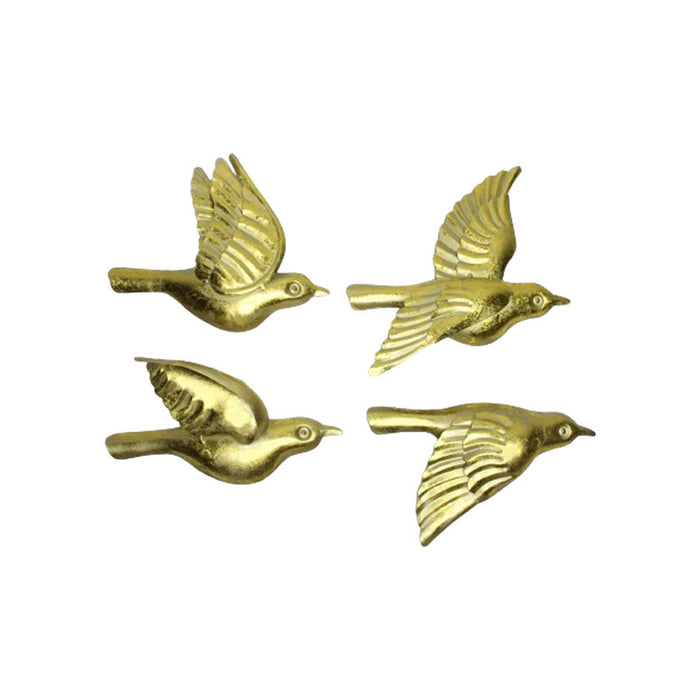 Wonderland SET of 4 Flying Birds Wall Metal Art, Golden Metal Birds, wall decoration, home interiors