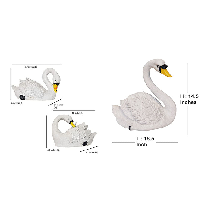 Set of 3 Swan Statues for home and garden decor