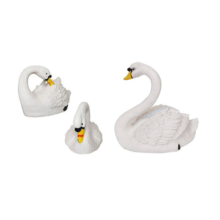 Set of 3 Swan Statues for home and garden decor