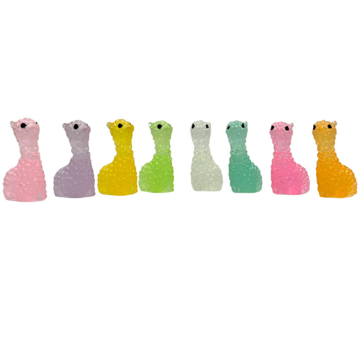Wonderland 8-Piece Mini Llama Resin Figurines – Colorful Glow-in-the-Dark Alpaca Miniature Charms for DIY Crafts, Fairy Gardens, and Landscape Decor