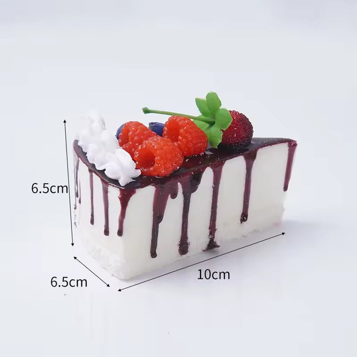 Wonderland set of 3 Realistic Assorted Fruit Pastry Cake Set | Decorative Miniature Pastry Props| Fake Cake for Home Décor & Kitchen Display