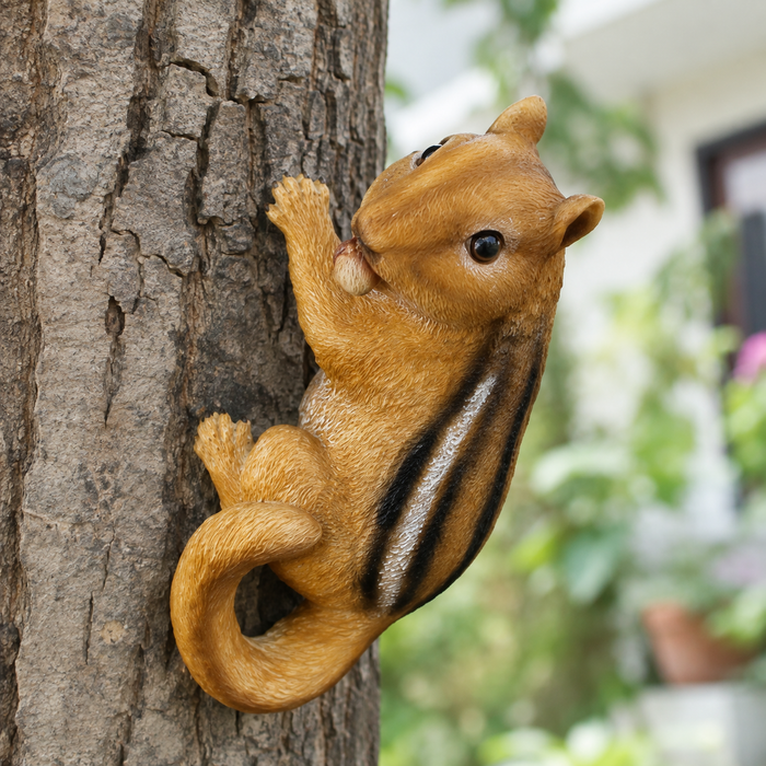 Climbing Chipmunk Tree Peeker Garden Statue