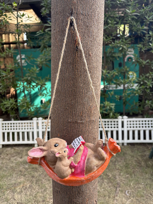 Wonderland Bunny Family on Swing Garden Statue | Outdoor Resin Sculpture