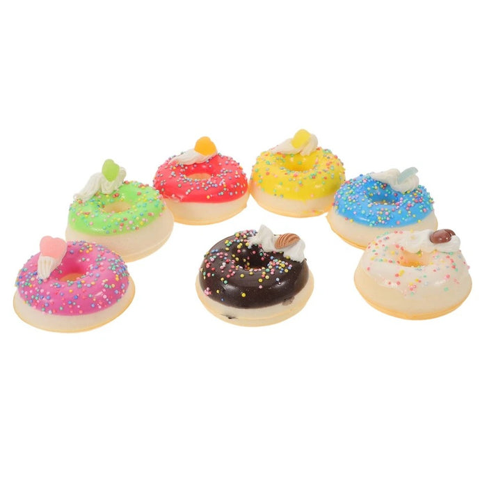 Wonderland Set of 7 Colorful Artificial Glazed Donuts with Sprinkles | Realistic Display Props| Fake Food Donuts for Décor, Bakery Display
