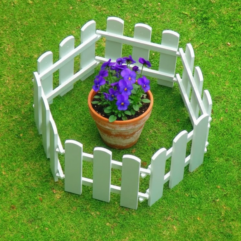 1 Foot Tall Garden Fence/Picket Fence (without Spike) Solid WPC Material - White (6 Panels)