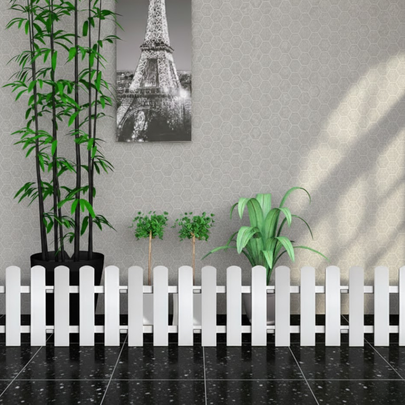 1 Foot Tall Garden Fence/Picket Fence (without Spike) Solid WPC Material - White(8 Panels)