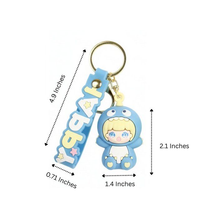 Wonderland Dinosaur Girl?Blue?Kechains, Cartoon Style Keychain & Bag Charms Fun & Functional Accessories for Bags and Keys