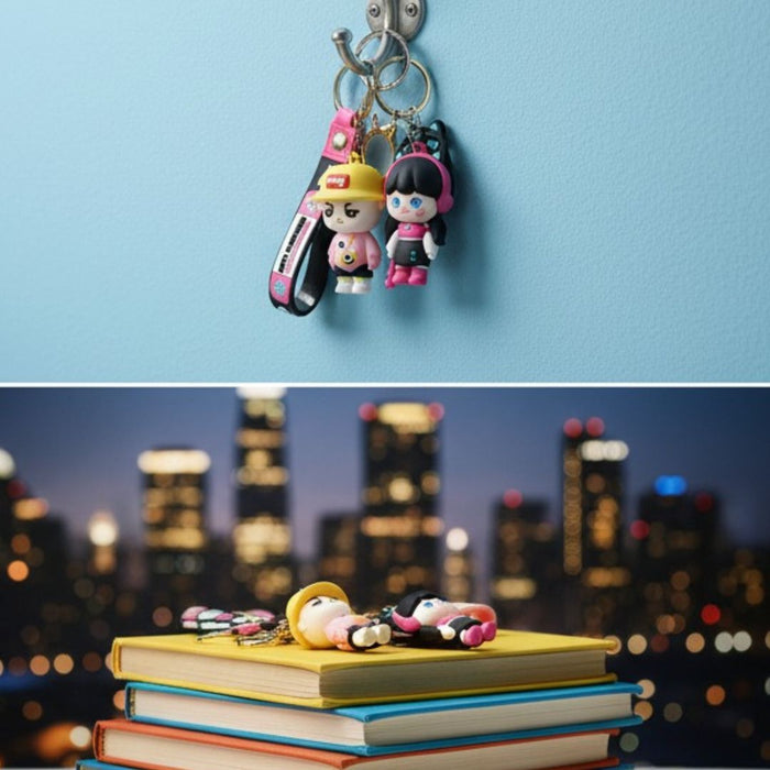 Wonderland Kawaii style ( set of 2) Cartoon Couple Keychains Keyrings for Bags & Keys