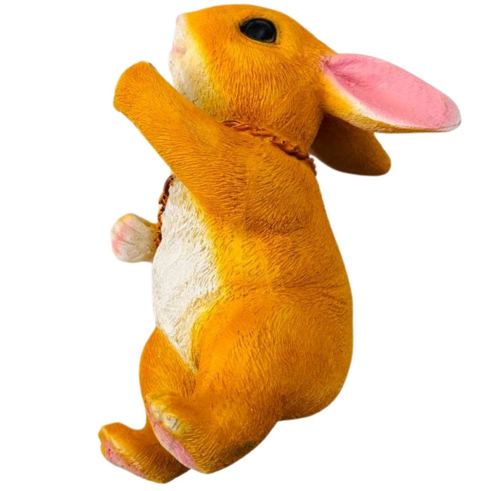 Wonderland Cute Orange Rabbit Garden Ornament Hanging on a Rope Swing