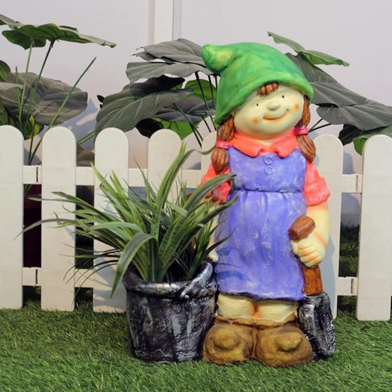 Wonderland Resin Girl with Bucket & Spade Planter|Container for Garden Decor |Garden pots and planters|Balcony Decoration|