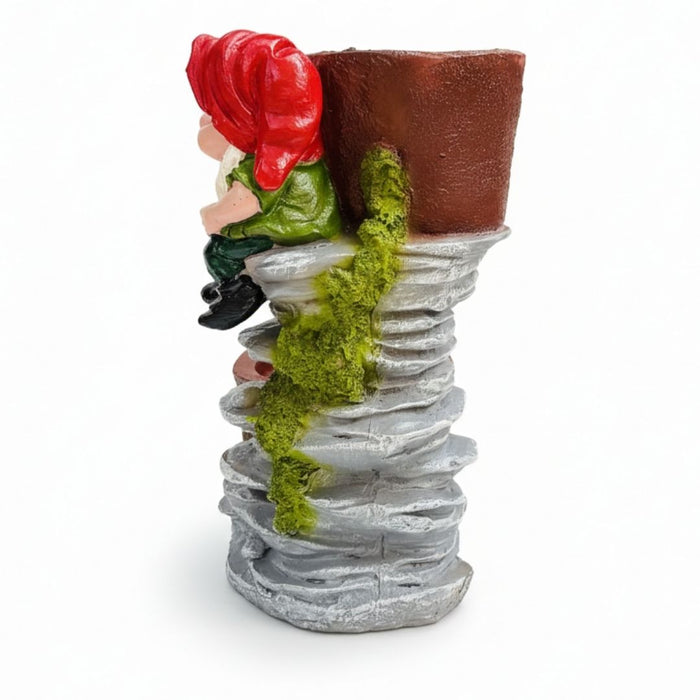 Wonderland Hand-Painted Gnome Sculpture Two-Pot Planter |Indoor/Outdoor Dual-Pot Gnome Accent Piece