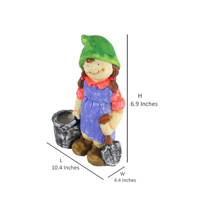Wonderland Resin Girl with Bucket & Spade Planter|Container for Garden Decor |Garden pots and planters|Balcony Decoration|