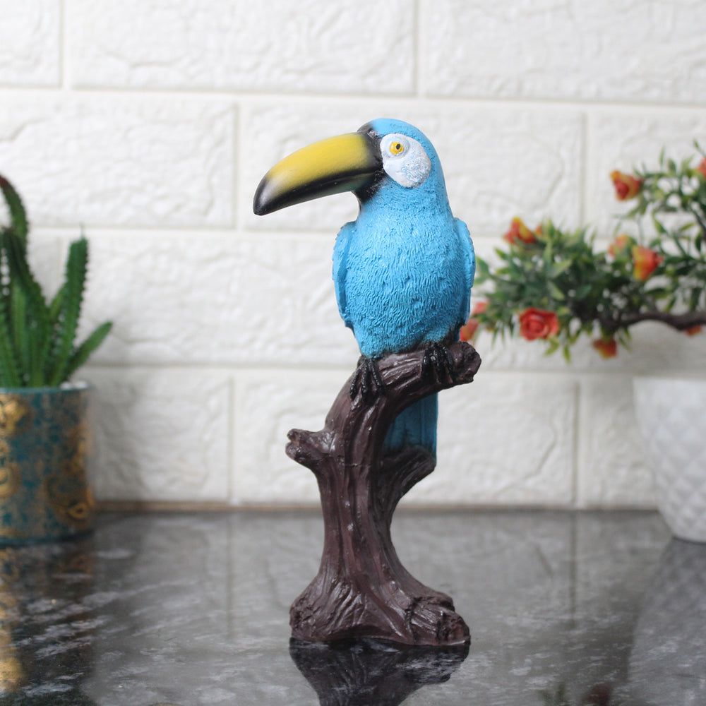 Parrot Bird Figurine Showpiece Sitting on Tree for Home Décor