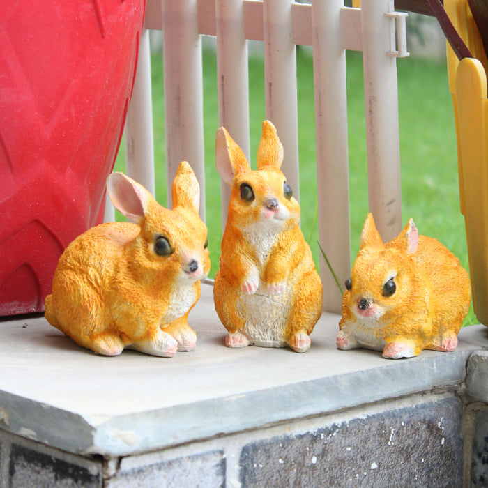 Wonderland (set of 3 ) 4 inch height Yellow color set of rabbit | garden bunny rabbit statue