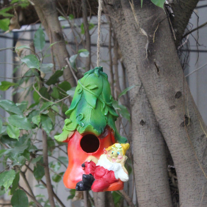 Wonderland Brinjal house with gnome | resin garden hanging outdoor décor | garden décor for balcony