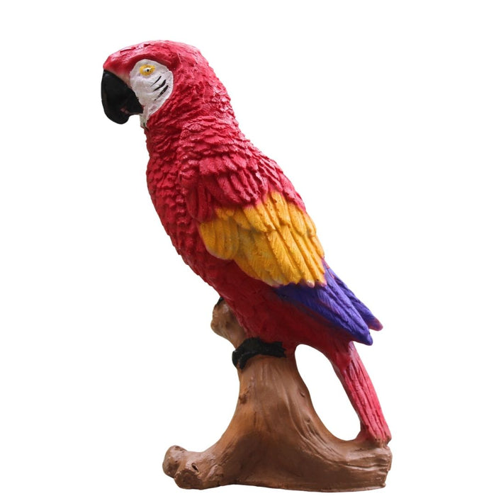 Wonderland Parrot Statue - Vibrant Tropical Bird Figurine on Perch for Garden, Patio, or Home Decor