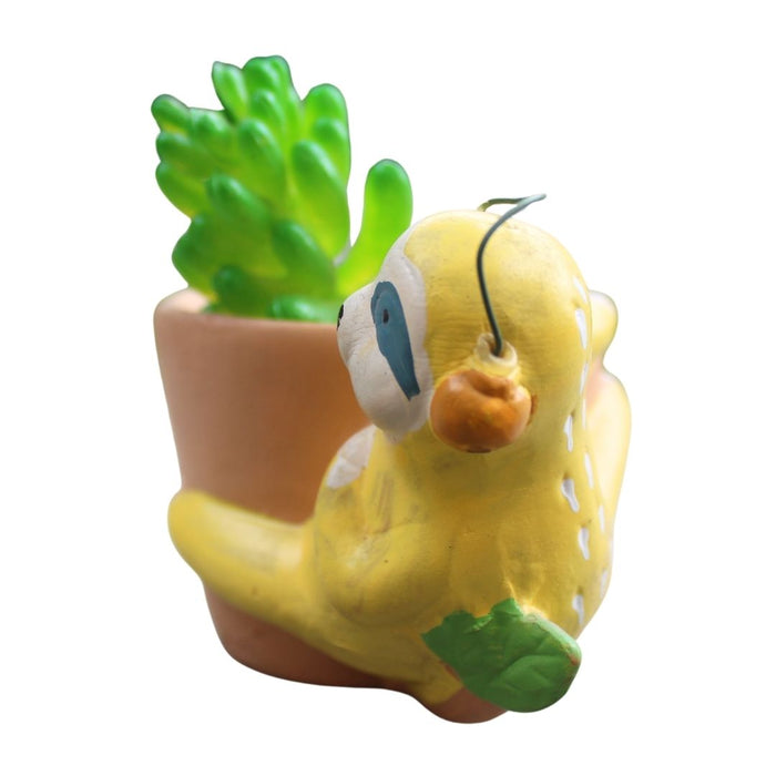 Wonderland Cute Sloth Hanging/Leaning Ceramic Succulent Planter/Pot for Home Decor, Desk, or Balcony (Yellow & Brown)