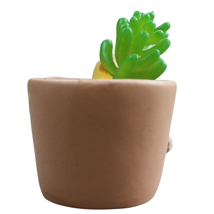 Wonderland Cute Sloth Hanging/Leaning Ceramic Succulent Planter/Pot for Home Decor, Desk, or Balcony (Yellow & Brown)
