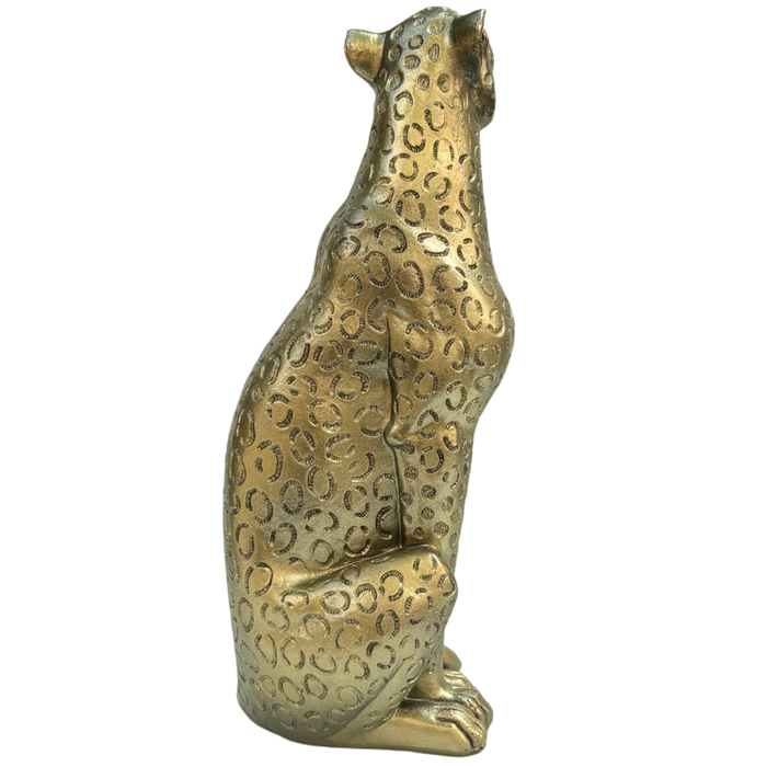 Wonderland Golden Textured Cheetah/Leopard Statue - Elegant Resin Home Decor Accent