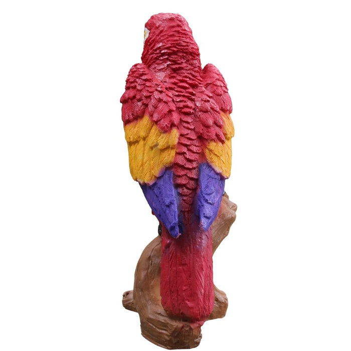 Wonderland Parrot Statue - Vibrant Tropical Bird Figurine on Perch for Garden, Patio, or Home Decor