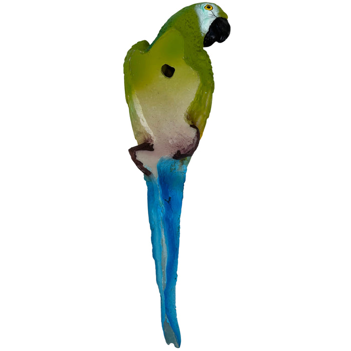 Wonderland Hand-Painted Resin Tropical Macaw Wall Sculpture – Vibrant Green, Yellow, and Blue Parrot Wall Art Decor for Home, Patio, or Garden