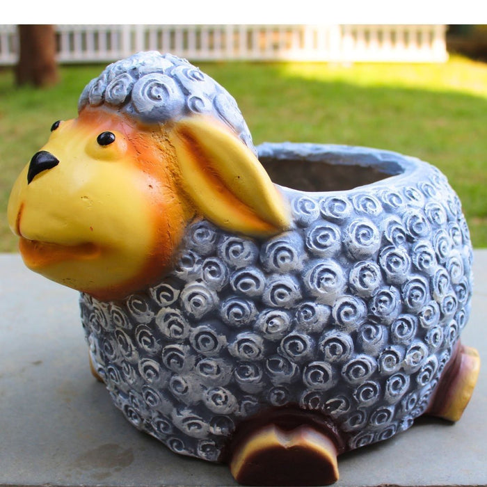 Wonderland Cute Sheep Animal Planter Pot,Resin Lamb Flower Pot for Indoor/Outdoor,