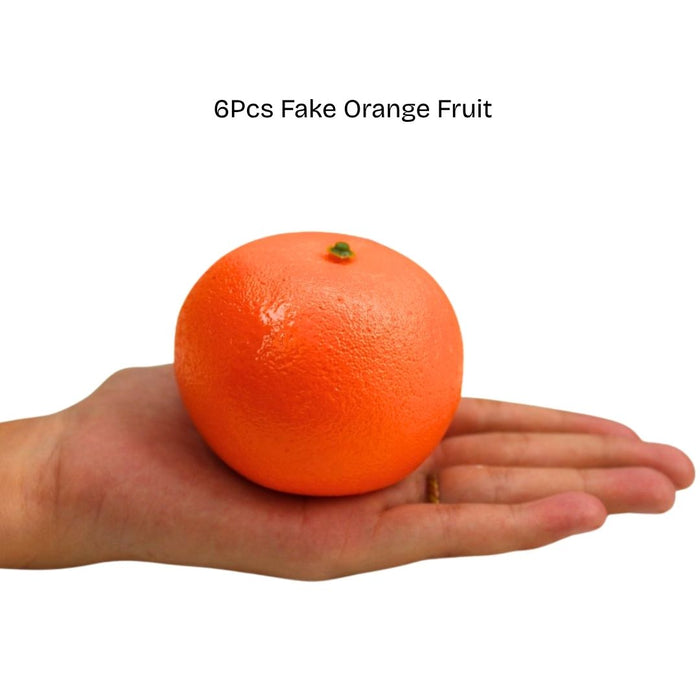 Wonderland Set of 6  Artificial fake oranges made of  plastic, used as decorative fruit bowls, window displays, kitchen décor,