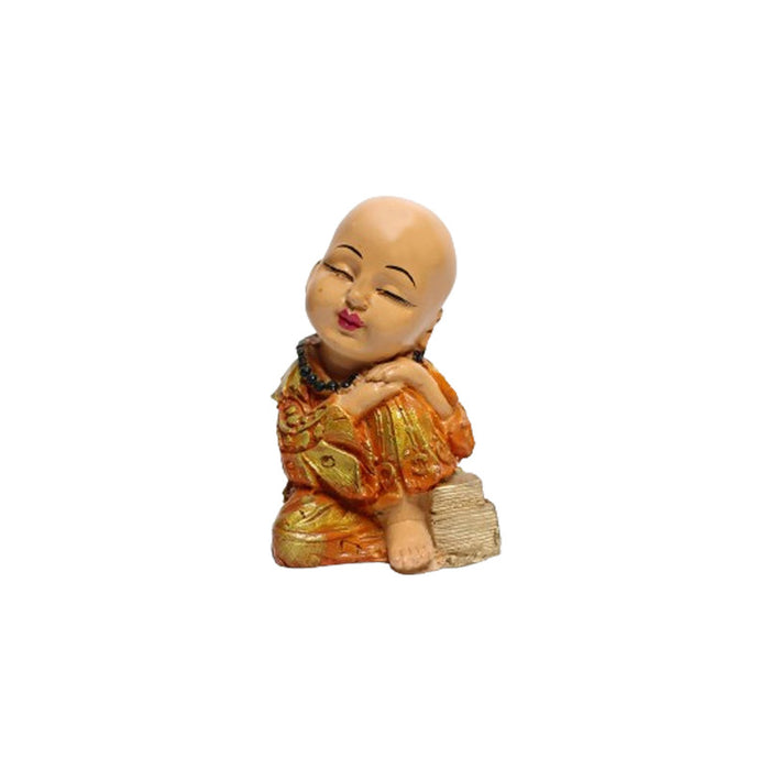 Wonderland Thinking Baby Monk (Orange) statue for Home Décor, showpiece, gift, resin statue