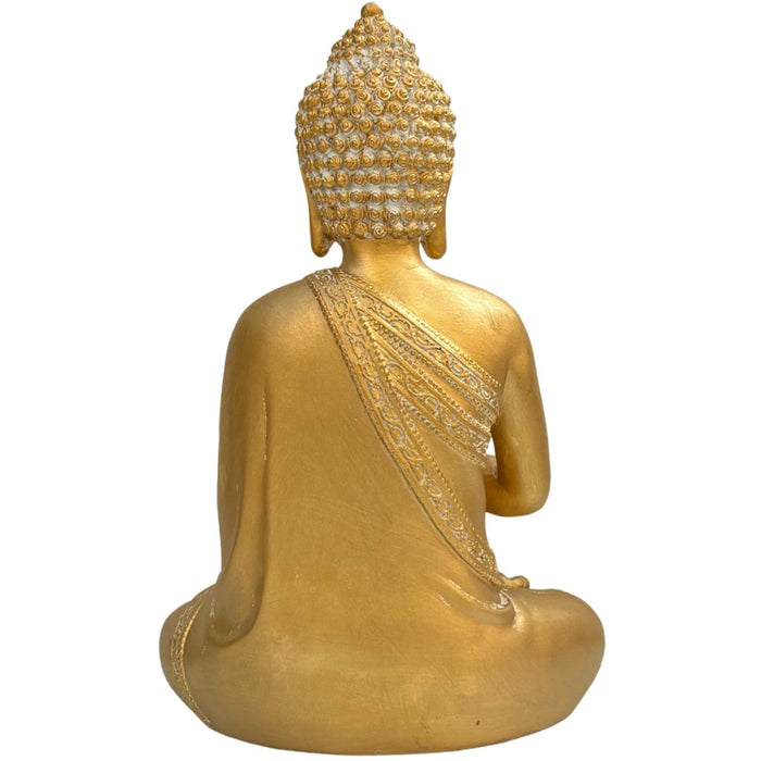 Wonderland Large 13-Inch Golden Meditating Buddha Statue – Premium Decorative Idol for Home Entrance, Living Room, and Gifting | Elegant Buddha Showpiece with Floral Engravings