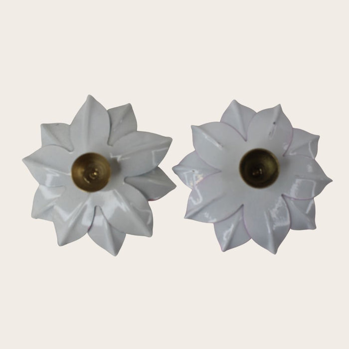 Wonderland Pink and Blue Lotus Brass Diya Set of 2| Diwali Festive décor| indian Traaditions