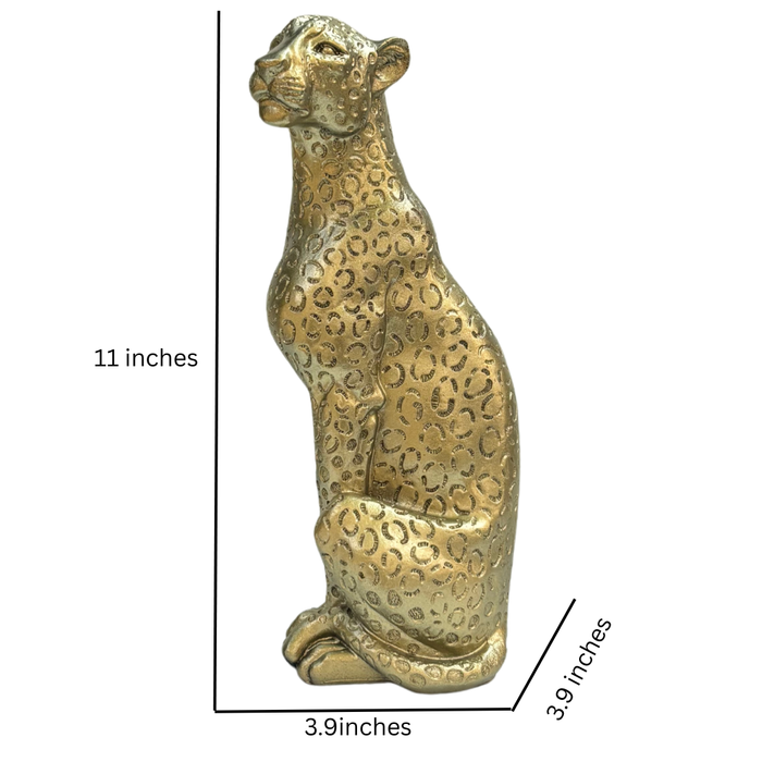 Wonderland Golden Textured Cheetah/Leopard Statue - Elegant Resin Home Decor Accent