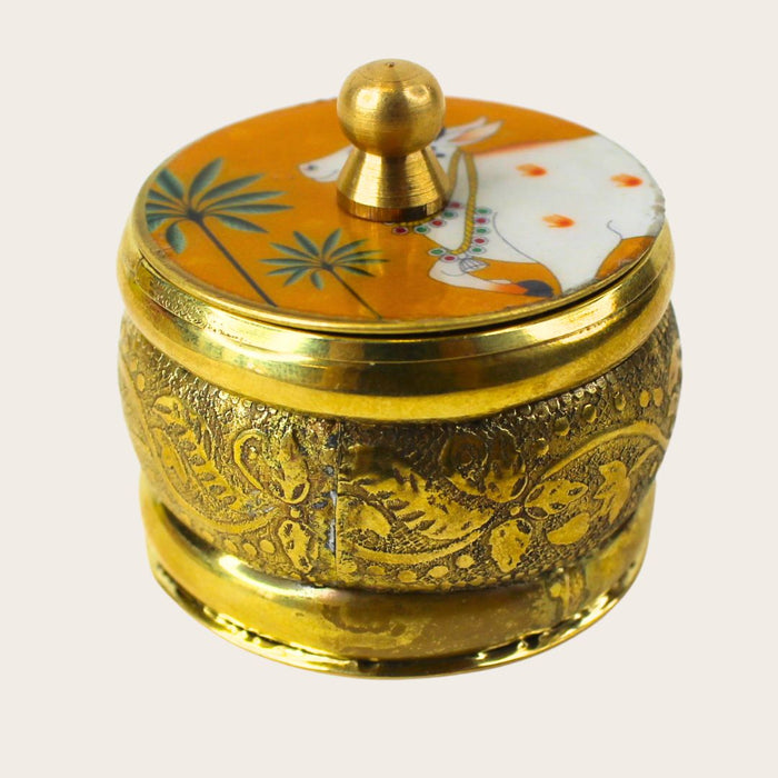 Wonderland Brass & Enamel Elephant sindoor Box