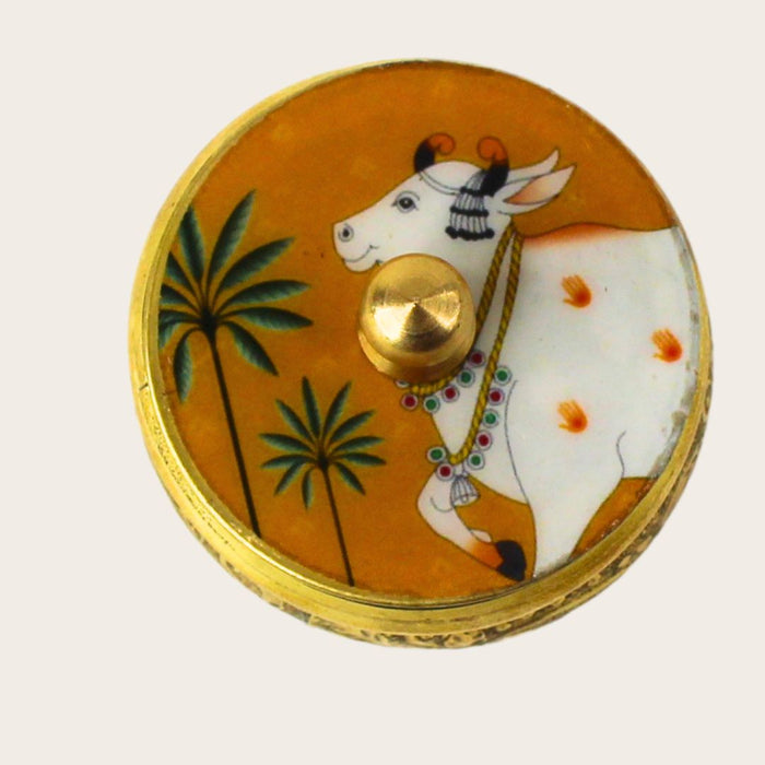 Wonderland Brass & Enamel Elephant sindoor Box