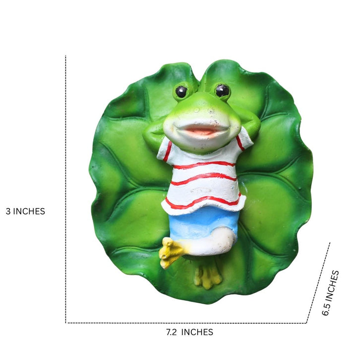 Wonderland Relaxing Frog on Lily Pad Wall Hanging/Garden Statue/Home Decor Showpiece | Resin Decorative Figurine for Balcony, Patio, or Living Room |