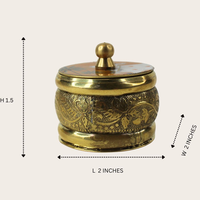 Wonderland Brass & Enamel Elephant sindoor Box