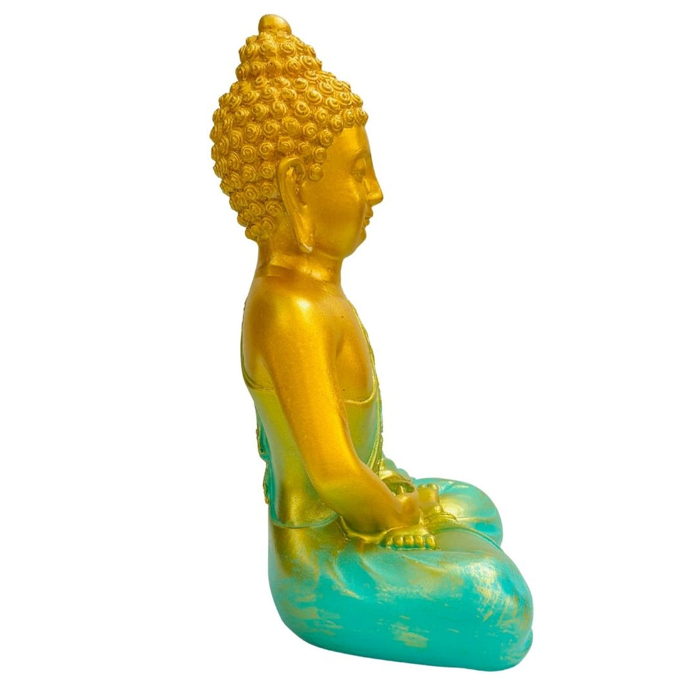 Hand-Painted Gold & Teal Meditating Buddha Showpiece