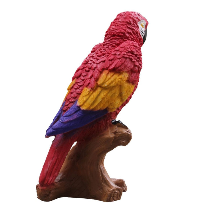 Wonderland Parrot Statue - Vibrant Tropical Bird Figurine on Perch for Garden, Patio, or Home Decor