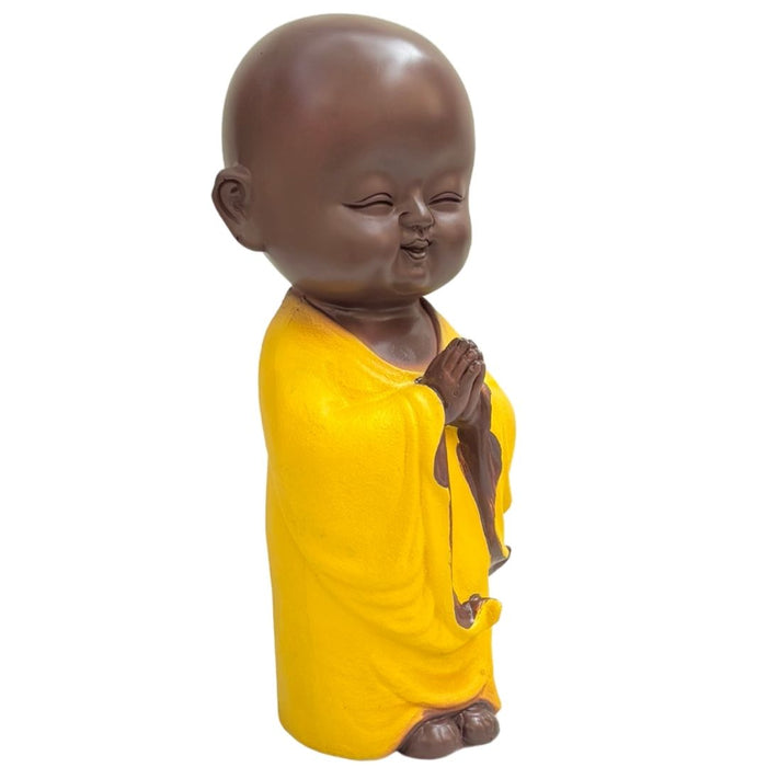 Wonderland Peaceful Monk Idol in Yellow Robe | Good Luck Decorative Showpiece