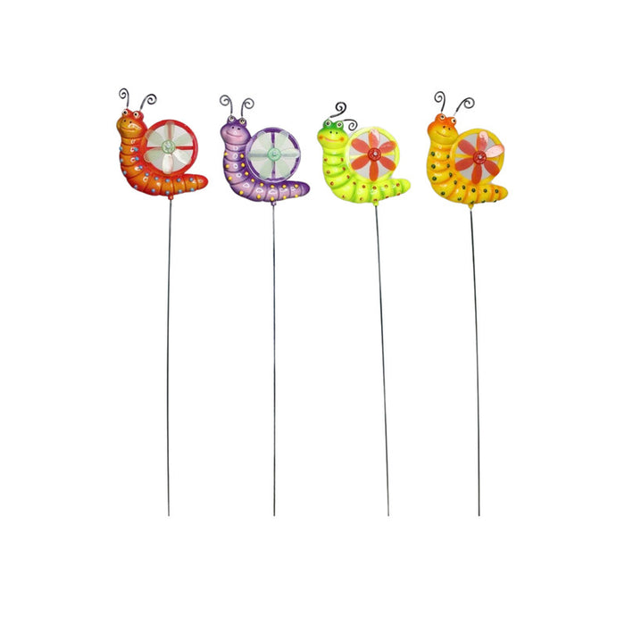 Wonderland (Set of 4) big size snail stakes with rotating fan |Garden sticks, outdoor garden stakes, decorative garden accessories