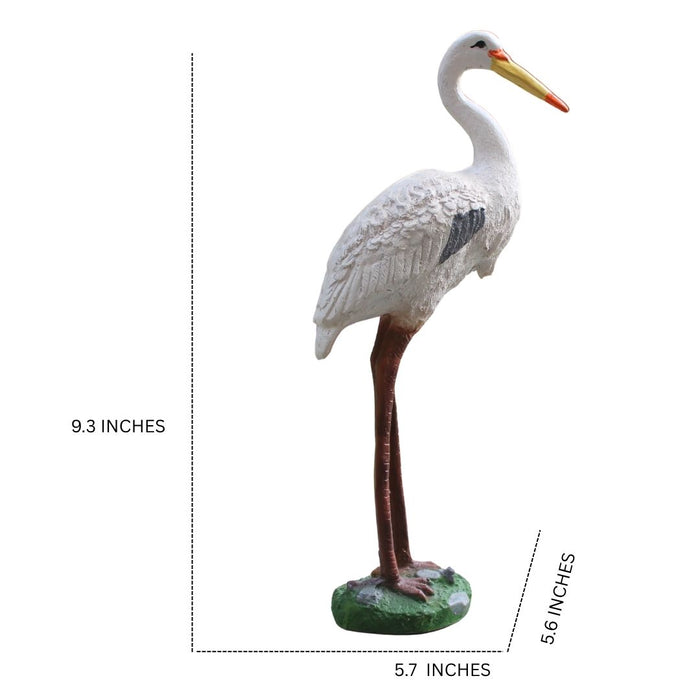 Wonderland Decorative Long-Legged Crane Garden/Home Decor Statue - White & Brown