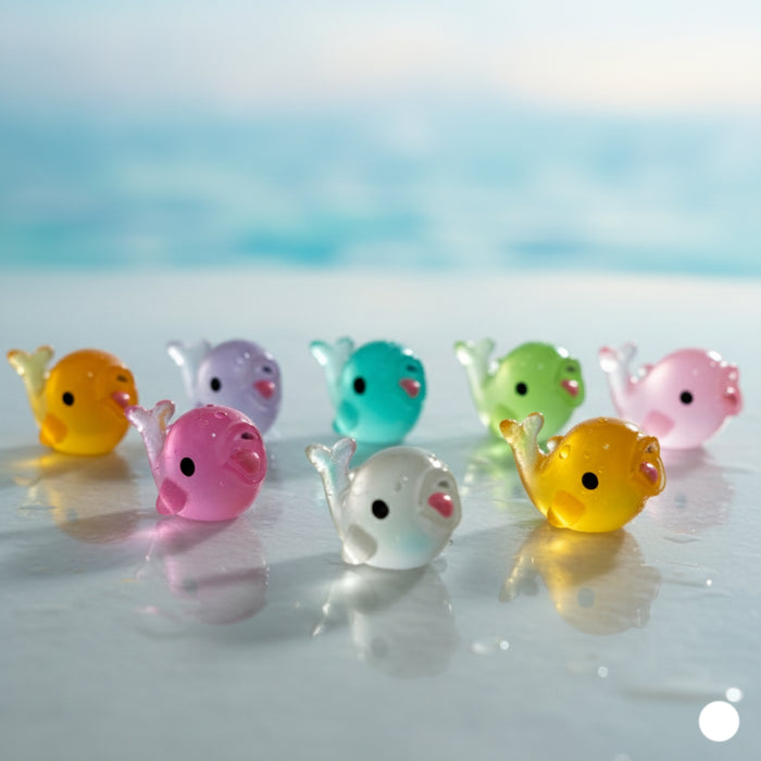 Wonderland 8-Piece Set Mini Glow-in-the-Dark Resin Dolphins – Colorful Miniature Sea Animal Figurines for DIY Crafts, Garden Décor| Doll House Accessory | Display