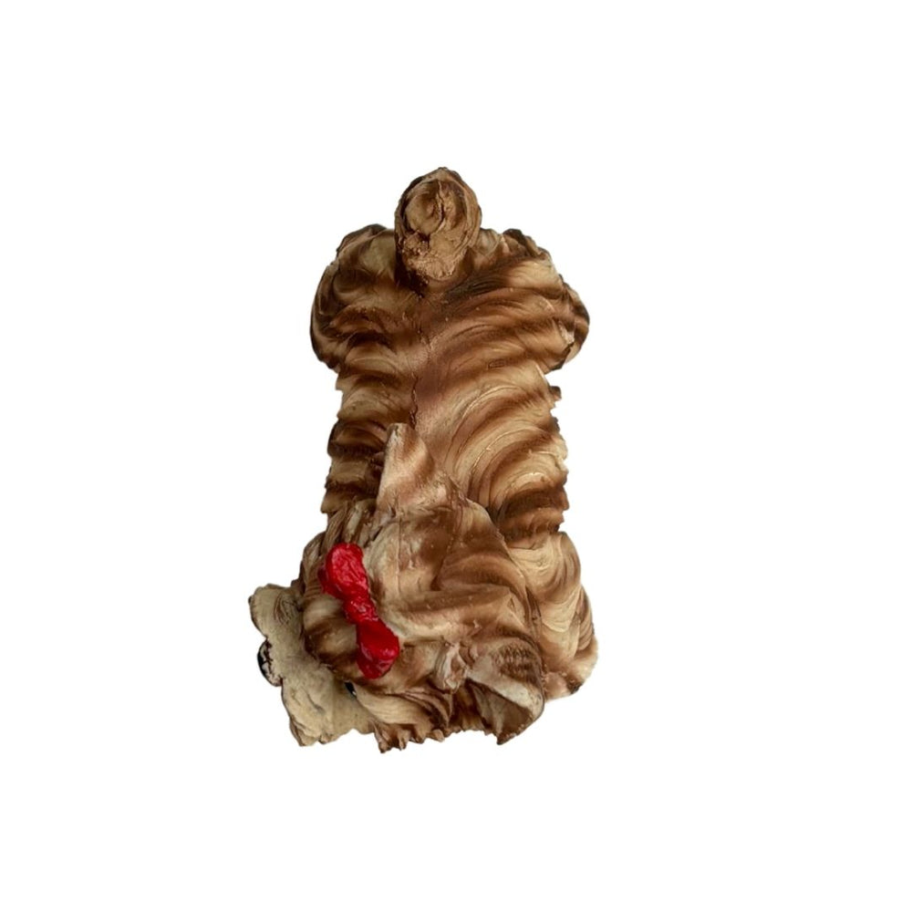 Dog Figurine with Red Bow - Collectible Pet Statue |
