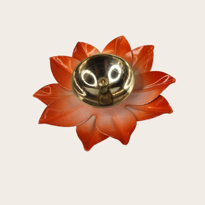 Wonderland Dual Lotus Diya Set (Yellow & Orange) set of 2| Brass Candle holder| Diwali festive décor