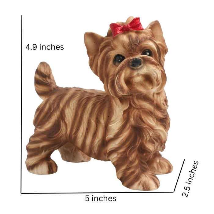 Wonderland Dog Figurine with Red Bow - Collectible Pet Statue | Detailed Dog Sculpture for Home Décor