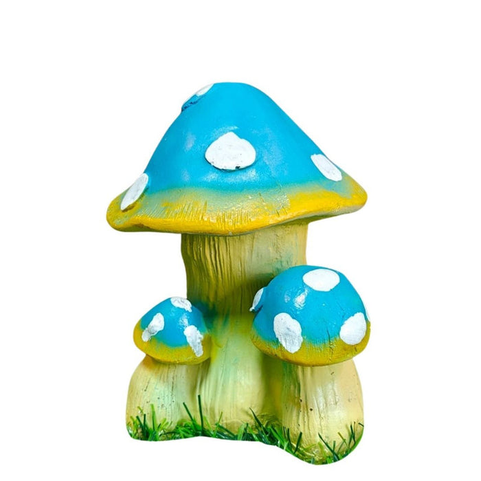 vibrant-blue-yellow-mushroom-statue-fairy-garden-decor-miniature-resin-showpiece