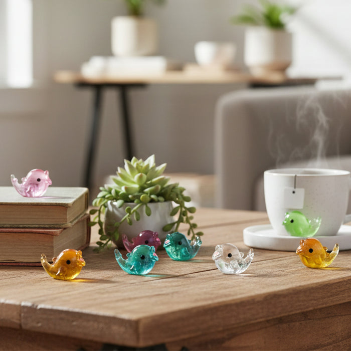 Wonderland 8-Piece Set Mini Glow-in-the-Dark Resin Dolphins – Colorful Miniature Sea Animal Figurines for DIY Crafts, Garden Décor| Doll House Accessory | Display