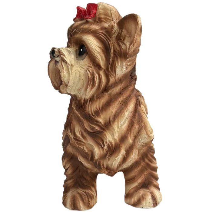 Wonderland Dog Figurine with Red Bow - Collectible Pet Statue | Detailed Dog Sculpture for Home Décor