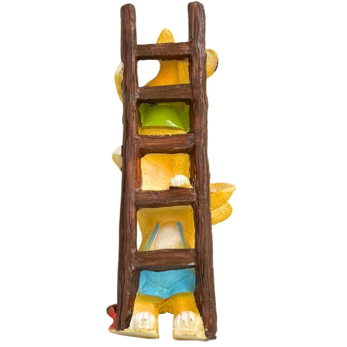 Wonderland Resin Gnome Climbing  Garden Statue - Whimsical Resin Gnome Ladder Figurine