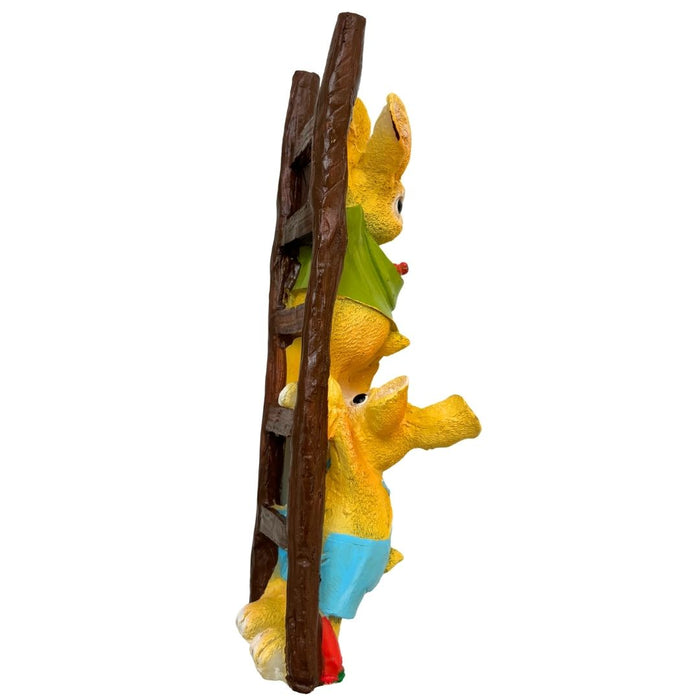 Wonderland Resin Gnome Climbing  Garden Statue - Whimsical Resin Gnome Ladder Figurine