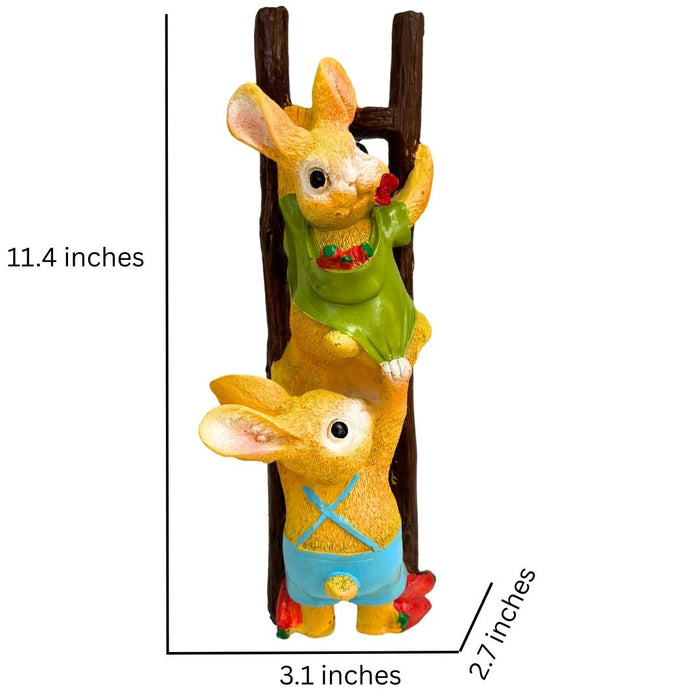 Wonderland Resin Gnome Climbing  Garden Statue - Whimsical Resin Gnome Ladder Figurine